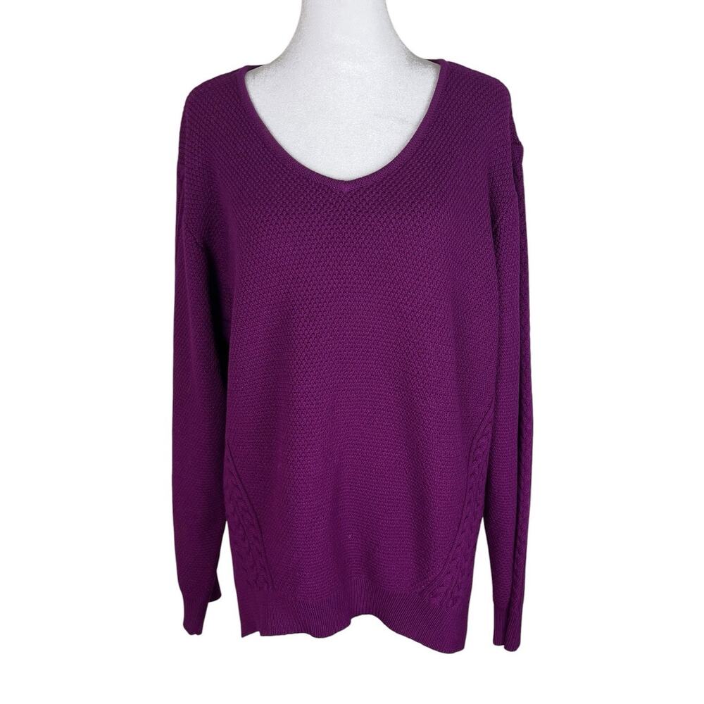 St. John Wool Fuschia V-Neck Sweater Minimalist Quiet Capsule Luxury Size XL